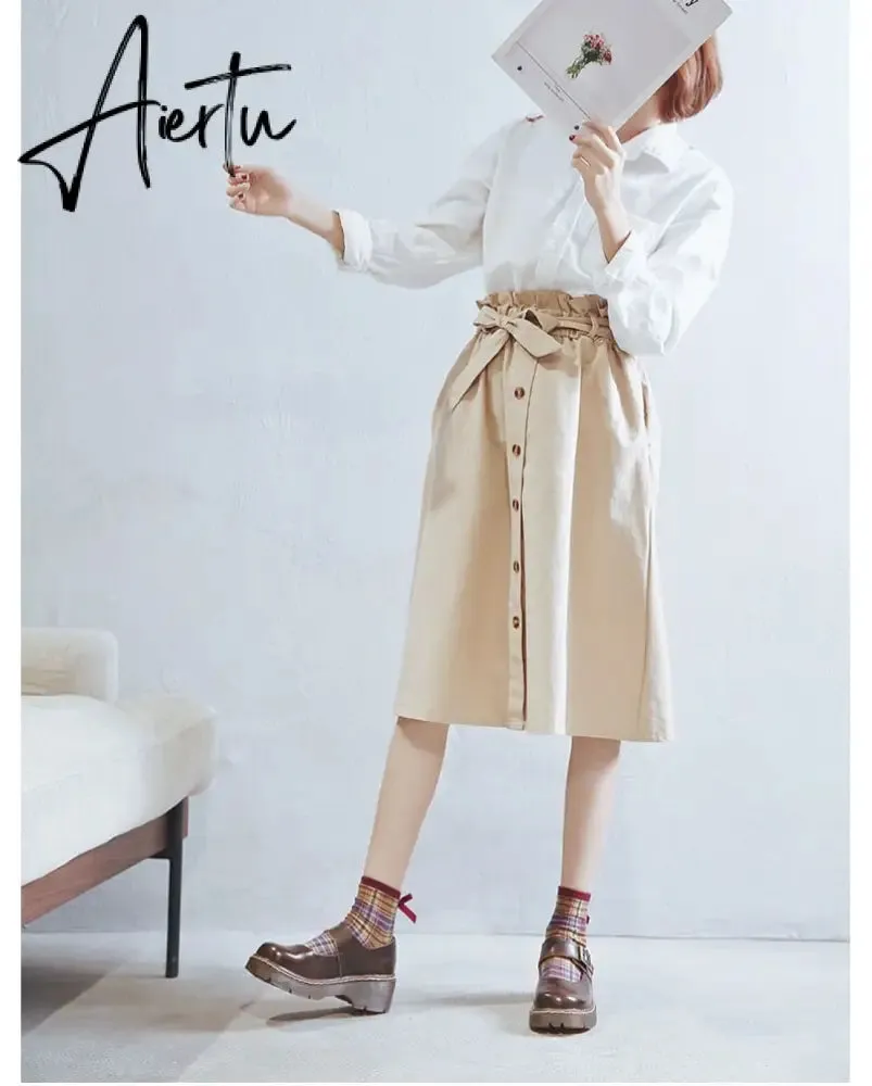 Aiertu New Arrival Japanese Style Vintage Buckle Mary Janes Shoes Women'S Shallow Mouth Casual Student Leather Shoes Thick Bottom