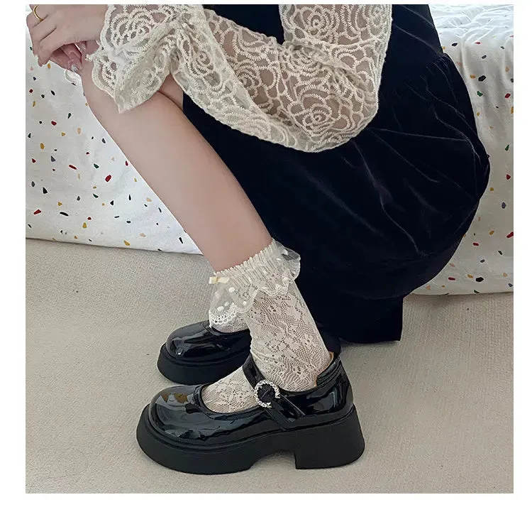 binfenxie Black Retro British Style Small Leather Shoes Women Super High Heels Loafers Woman College Jk Uniform Shoes Mary Janes Shoes