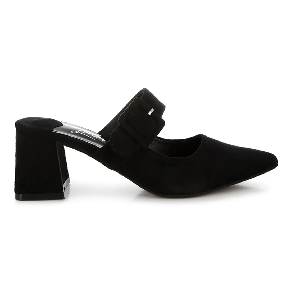 Buckle Strap Detail Microfiber Mules