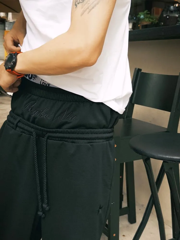 Double Waisted Sweatpants Men Y2k Baggy Sweatpants Wide Leg Drawstring Pants Streetwear Vintage Pants Gym Workout