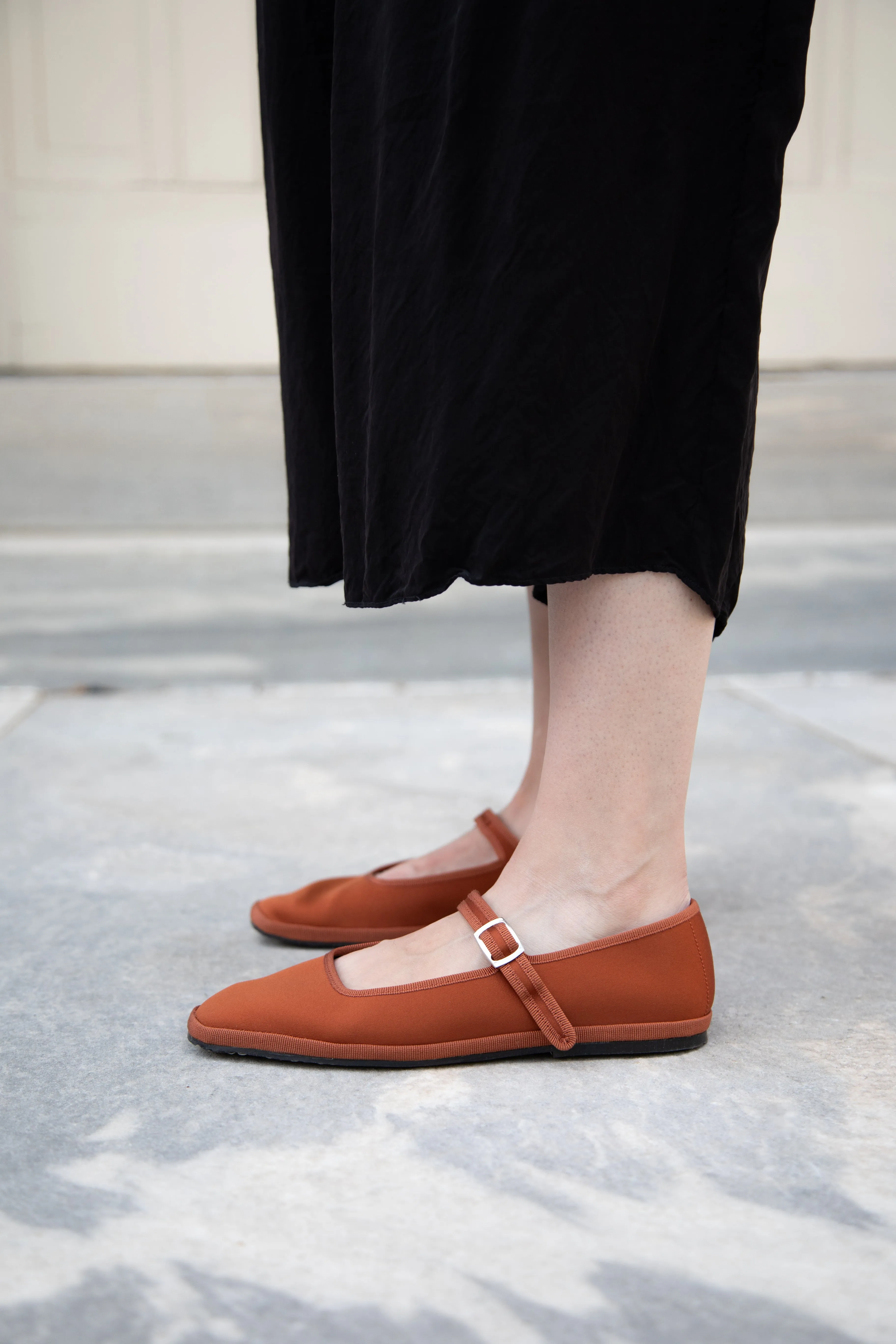 Drogheria Crivellini | Square Toe Mary Janes in Cacao Satin