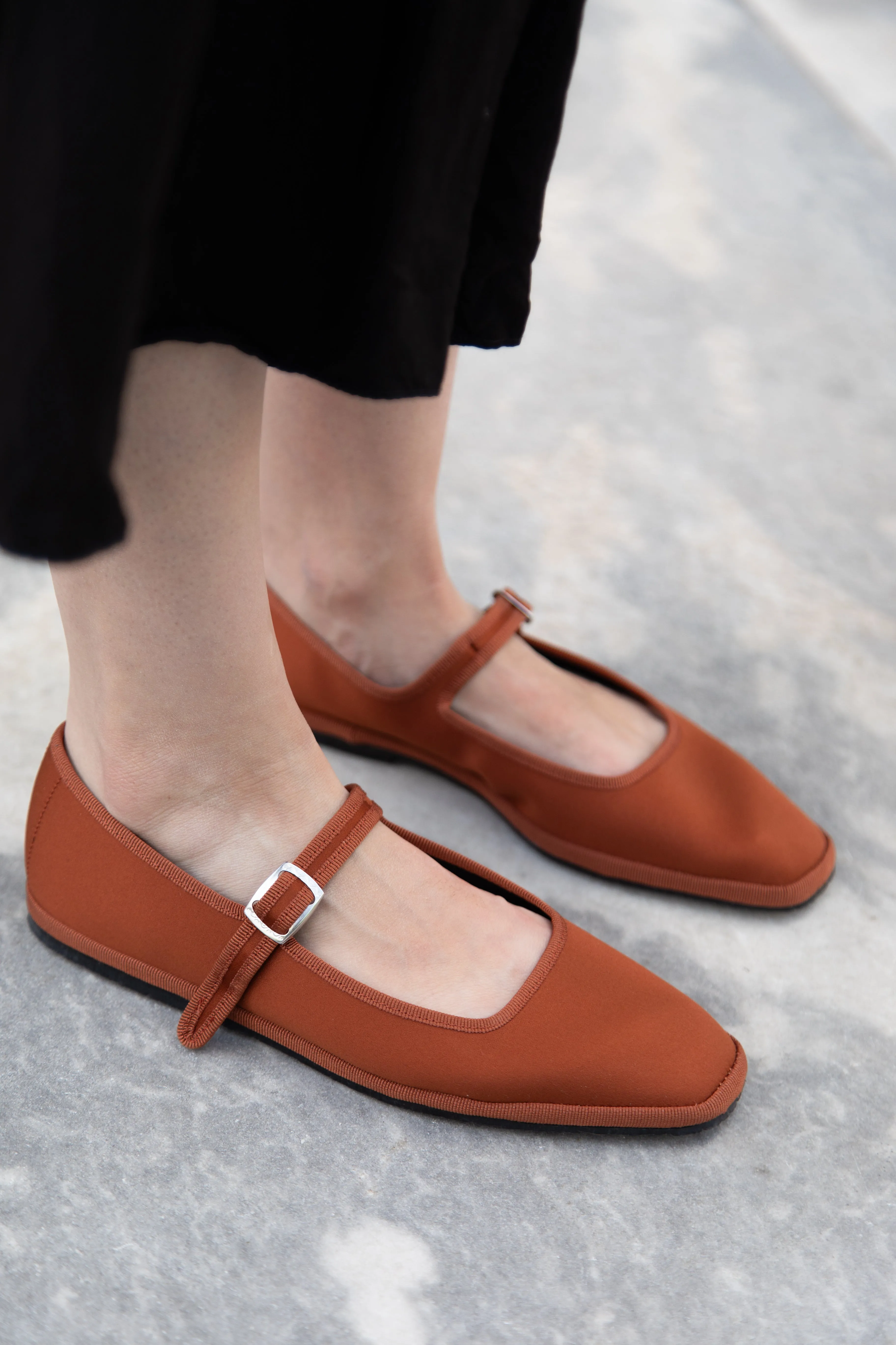 Drogheria Crivellini | Square Toe Mary Janes in Cacao Satin