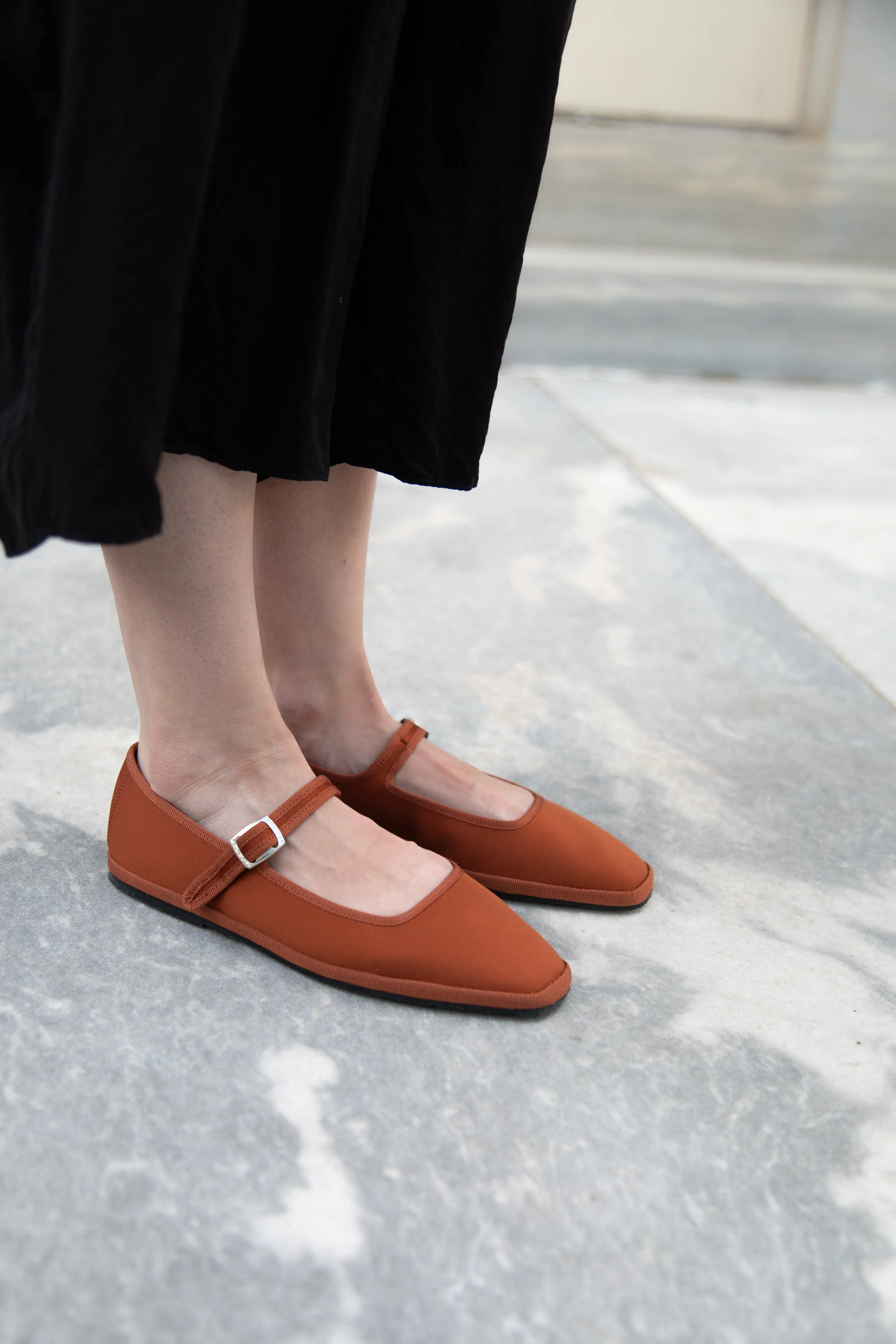 Drogheria Crivellini | Square Toe Mary Janes in Cacao Satin
