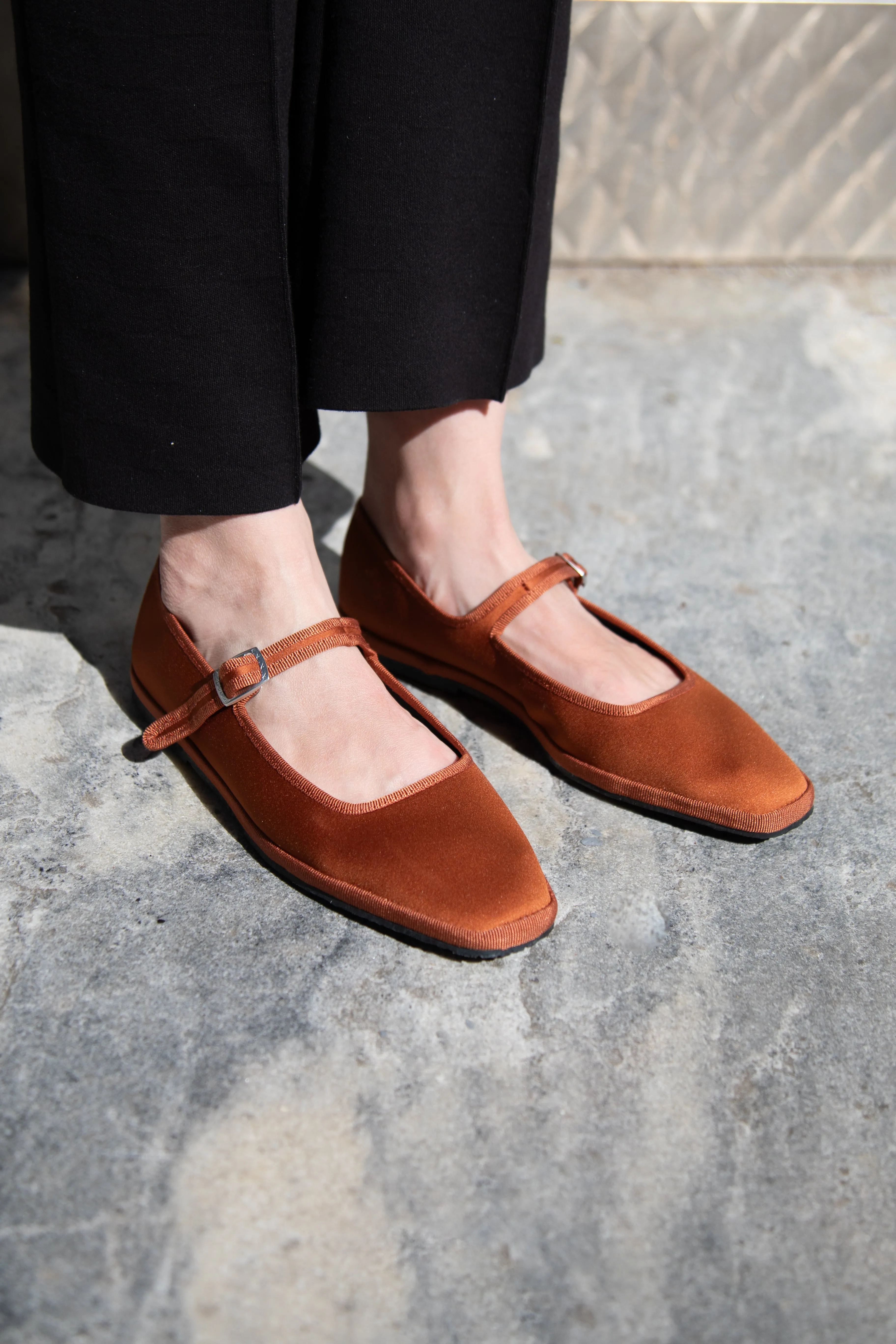 Drogheria Crivellini | Square Toe Mary Janes in Cacao Satin