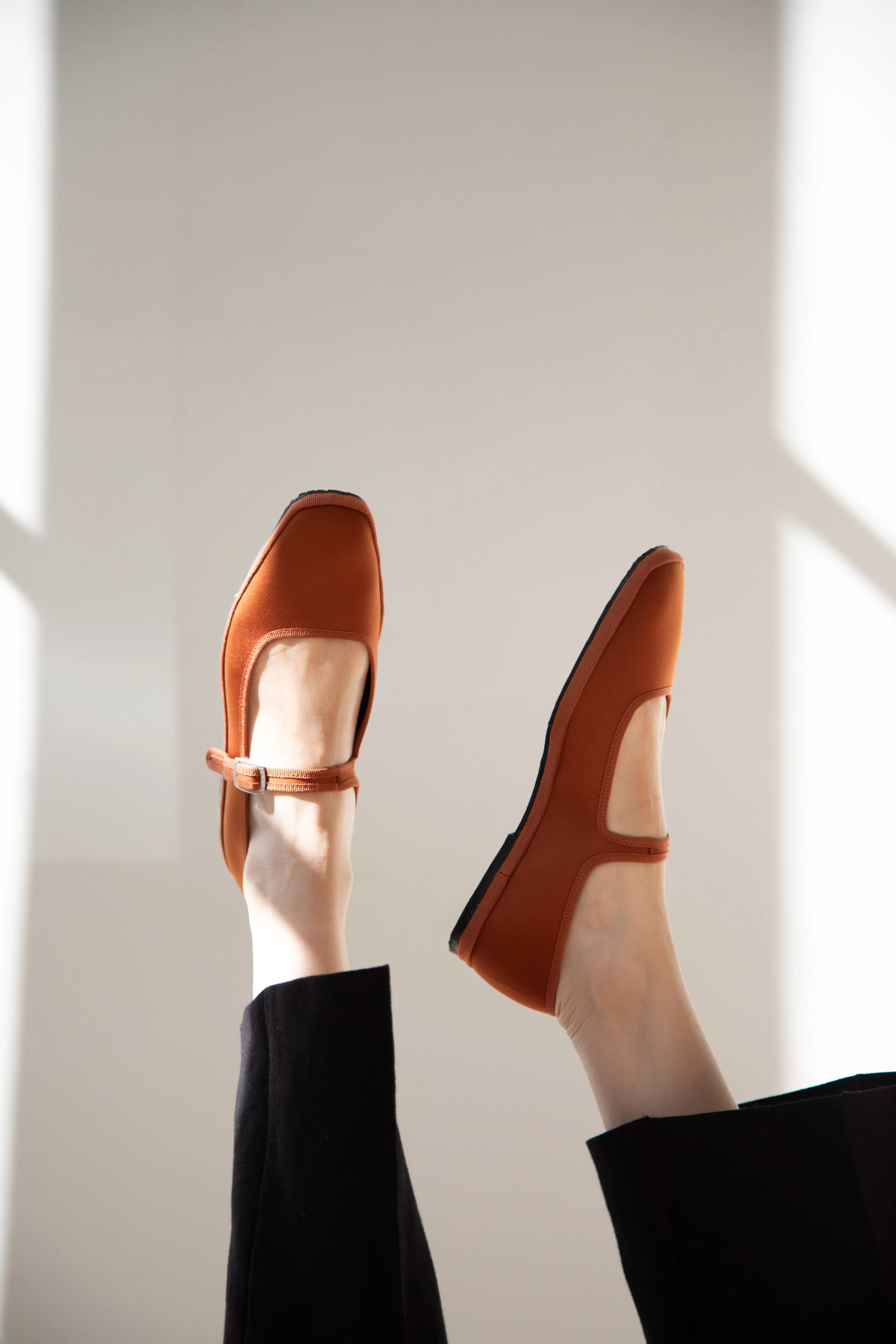 Drogheria Crivellini | Square Toe Mary Janes in Cacao Satin