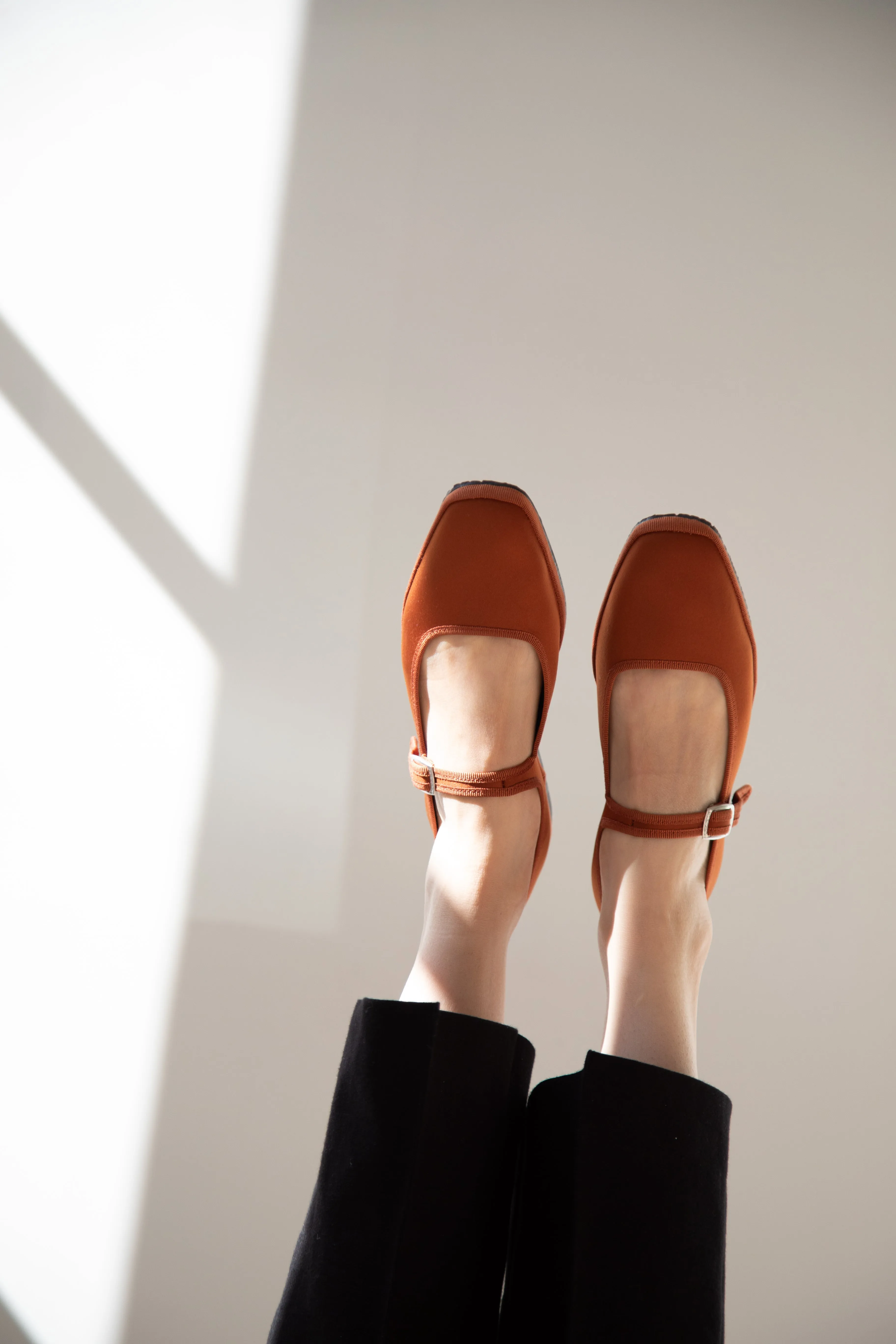 Drogheria Crivellini | Square Toe Mary Janes in Cacao Satin