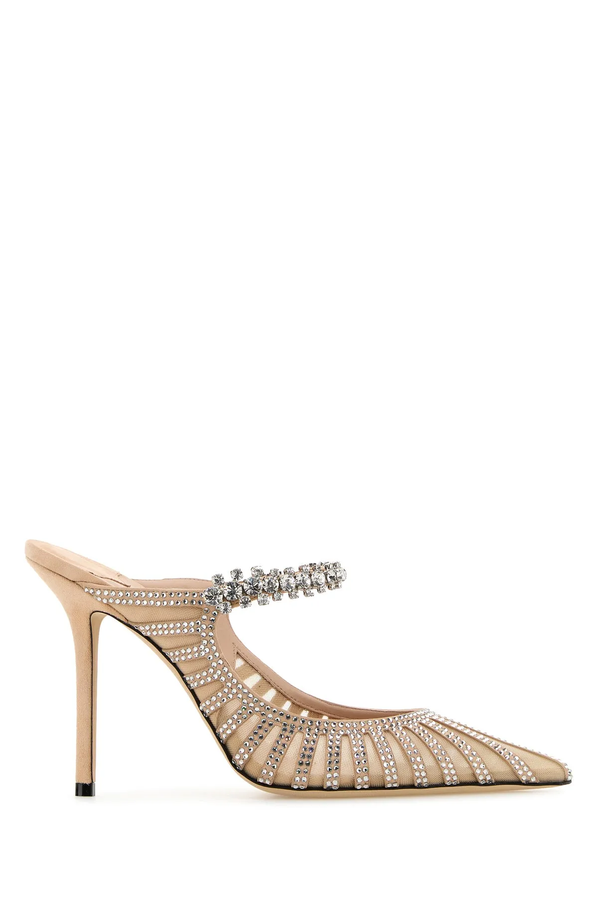 Embellished leather and mesh Bing 100 mules