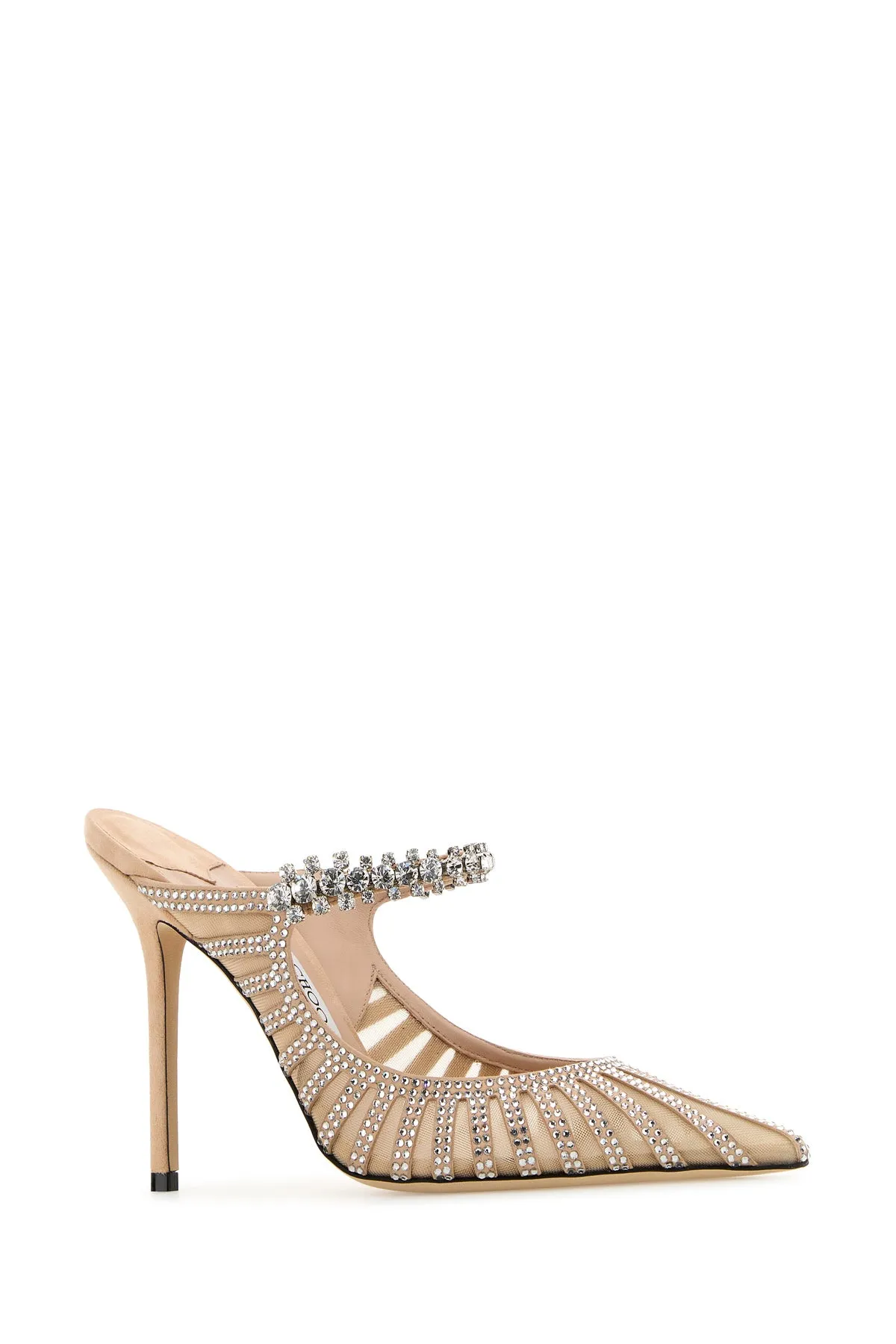 Embellished leather and mesh Bing 100 mules