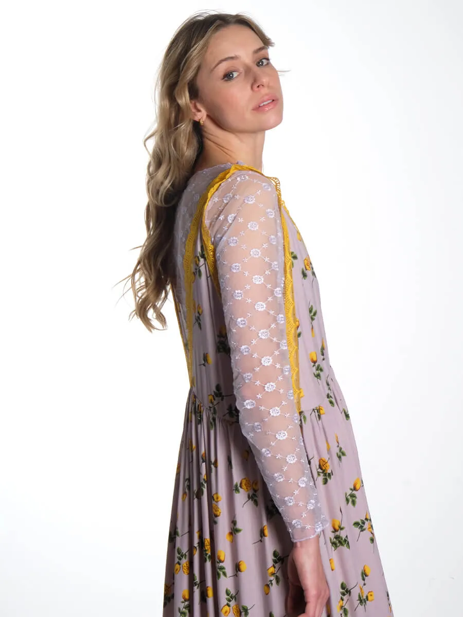 Lisa Dress - Yellow Lace