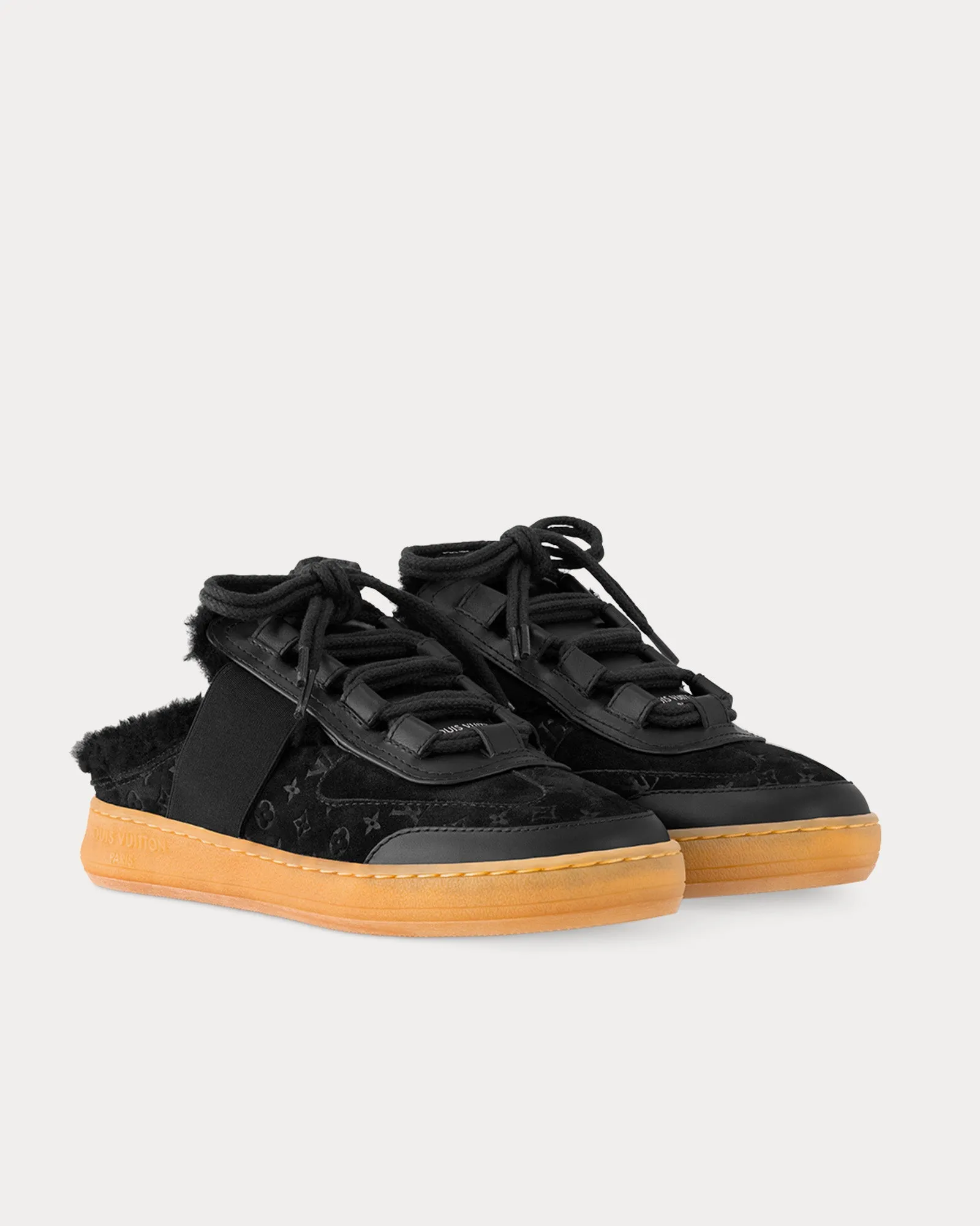 Lous Open Back Black Slip On Sneakers