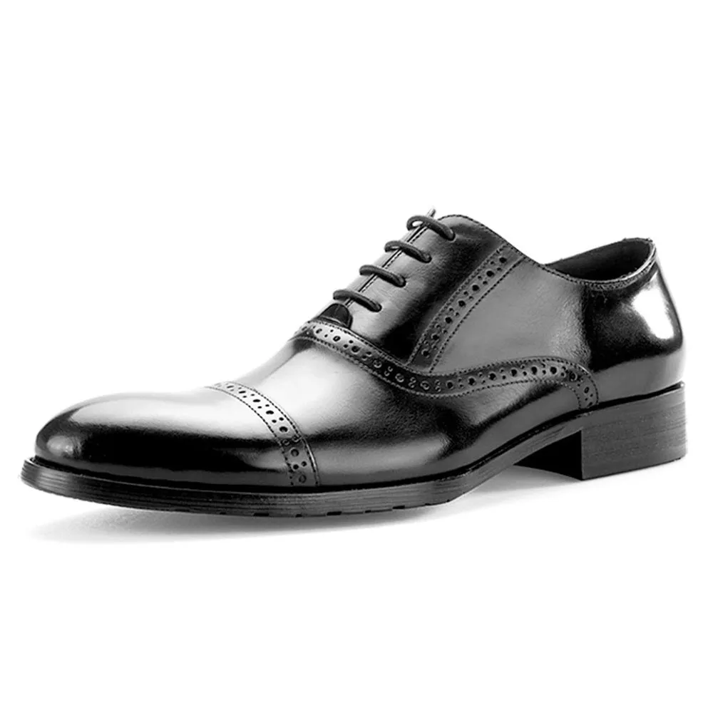 Men Captoe Lace Up Black Round Toe Formal Shoes