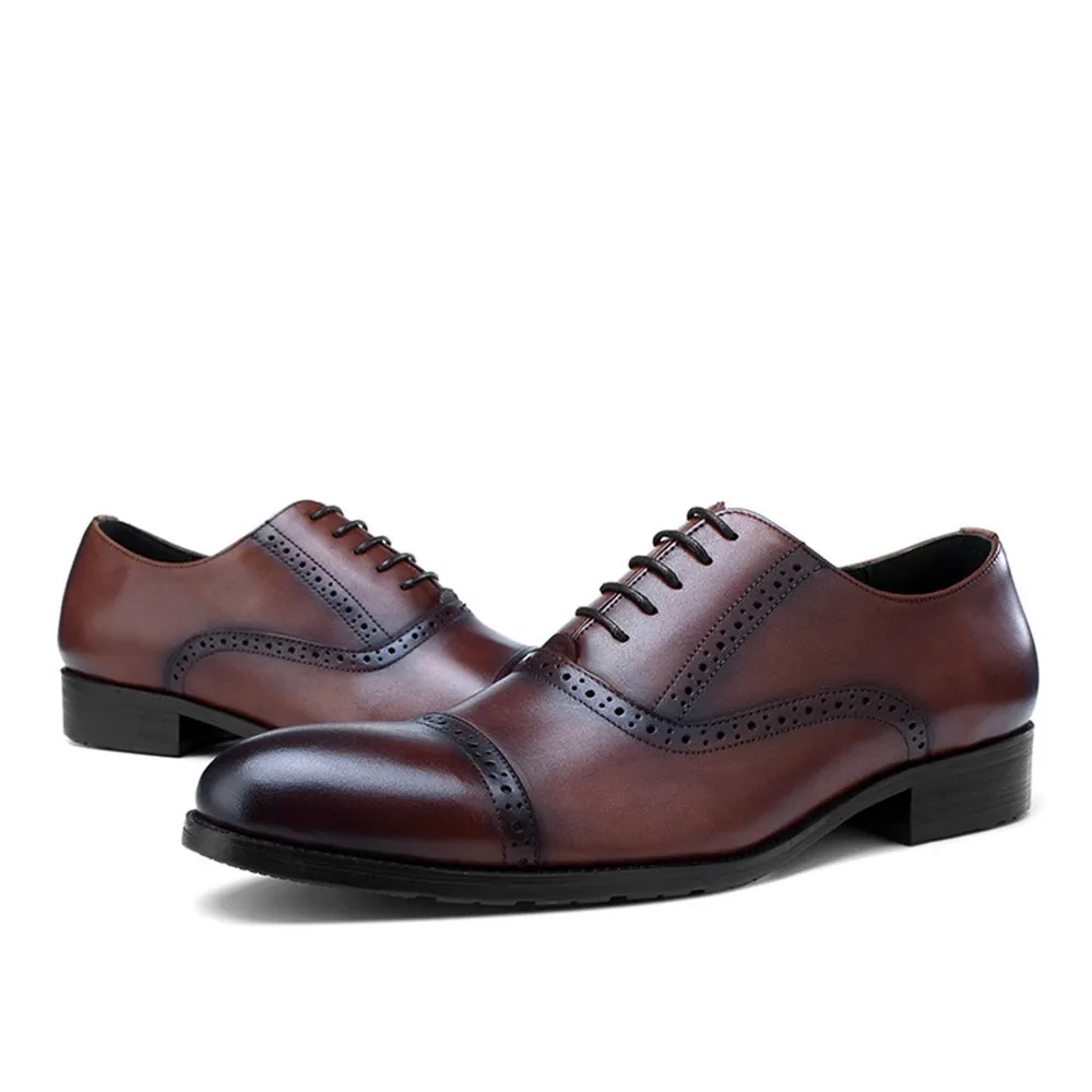 Men Captoe Lace Up Black Round Toe Formal Shoes