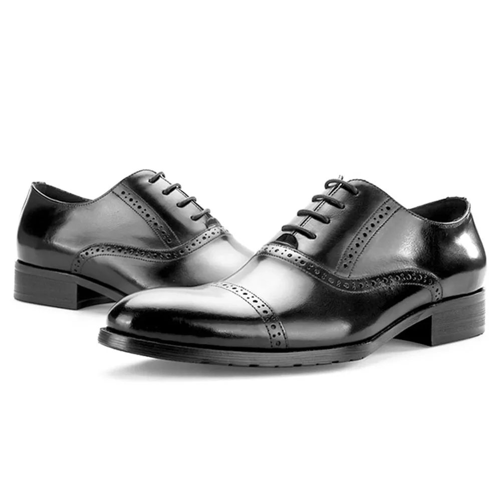 Men Captoe Lace Up Black Round Toe Formal Shoes