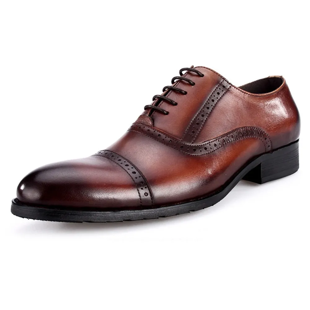 Men Captoe Lace Up Black Round Toe Formal Shoes