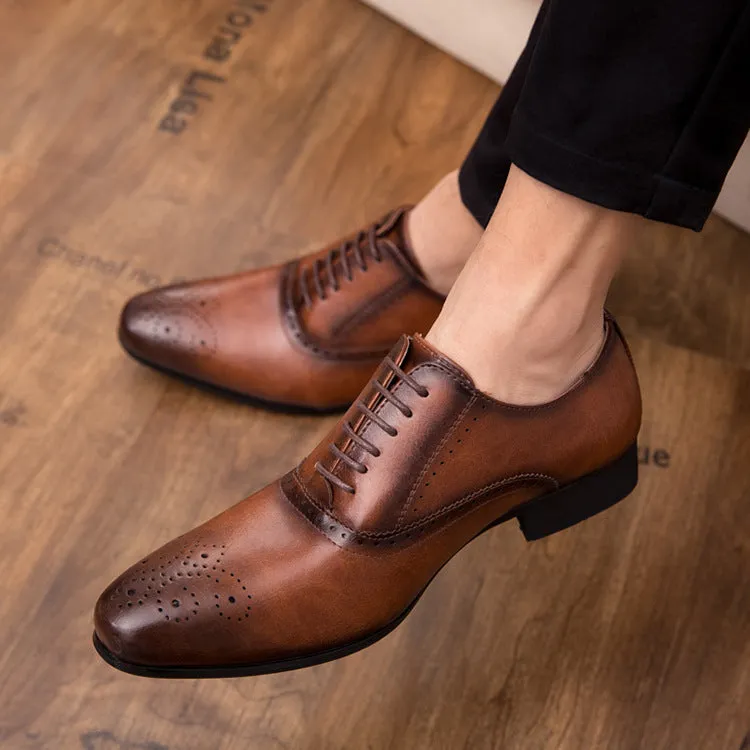 Men Pointed Oxfords Lace-Up Designer Formal Shoes