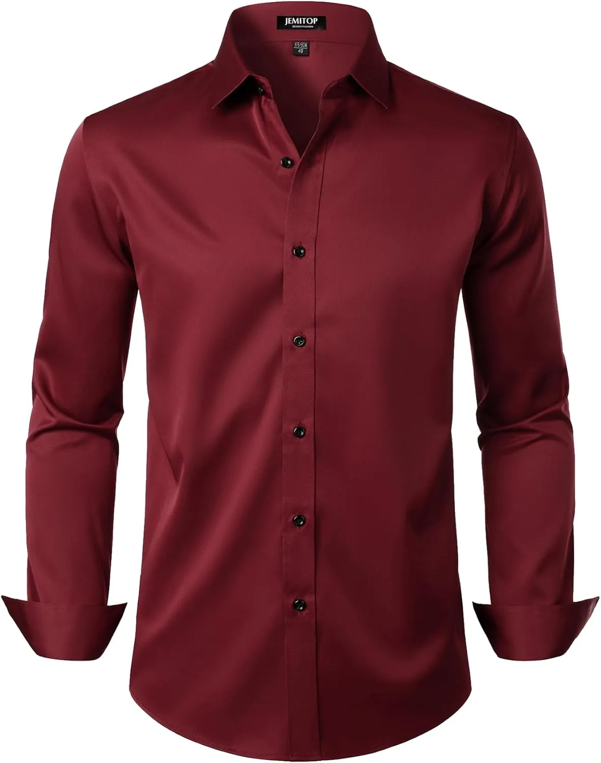 Men's Stretch Wrinkle Free Dress Shirts Formal Wedding Prom Long Sleeve Button Down Shirt