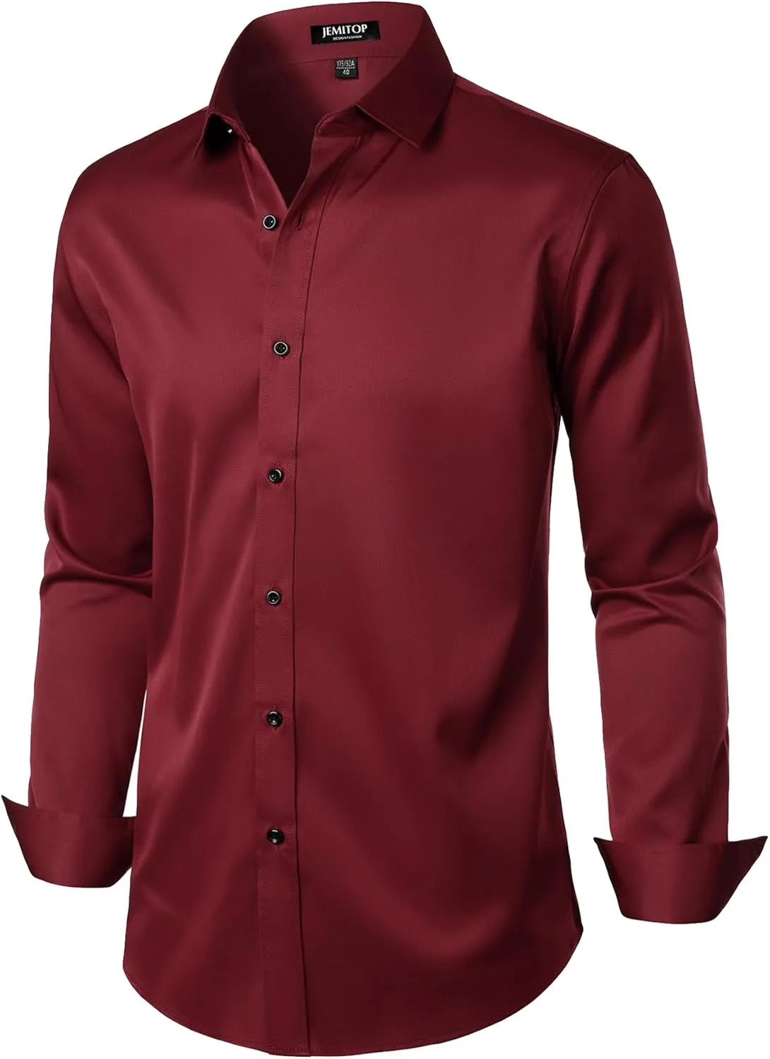 Men's Stretch Wrinkle Free Dress Shirts Formal Wedding Prom Long Sleeve Button Down Shirt