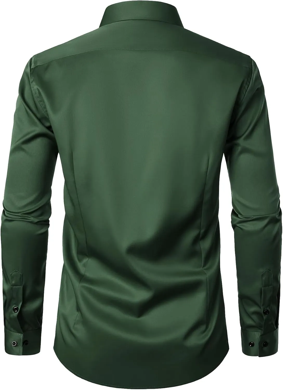 Men's Stretch Wrinkle Free Dress Shirts Formal Wedding Prom Long Sleeve Button Down Shirt
