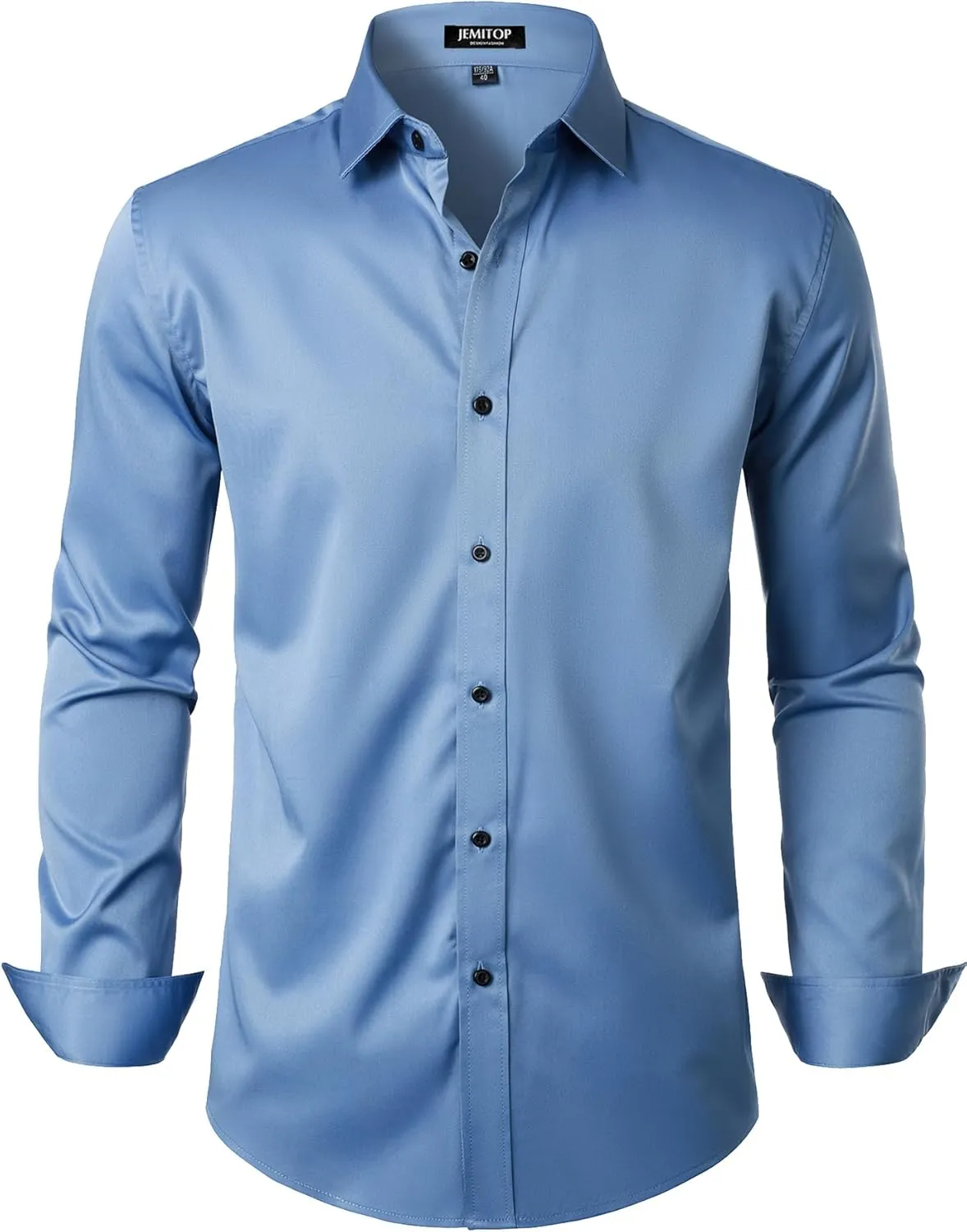 Men's Stretch Wrinkle Free Dress Shirts Formal Wedding Prom Long Sleeve Button Down Shirt