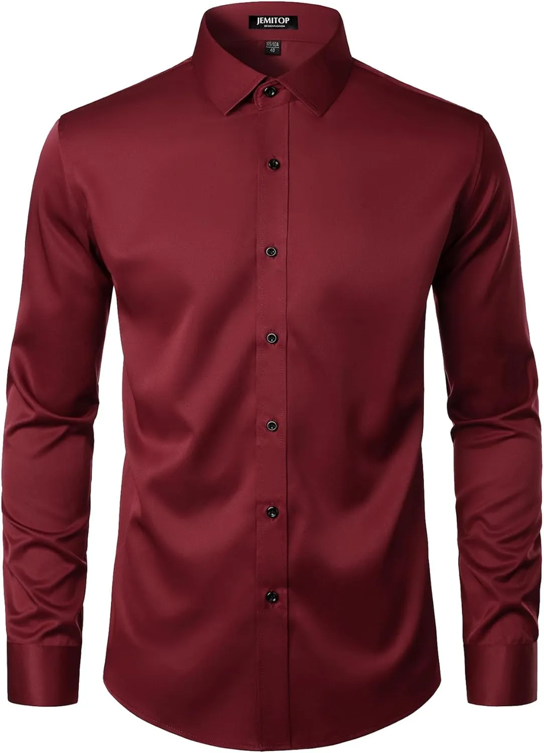 Men's Stretch Wrinkle Free Dress Shirts Formal Wedding Prom Long Sleeve Button Down Shirt