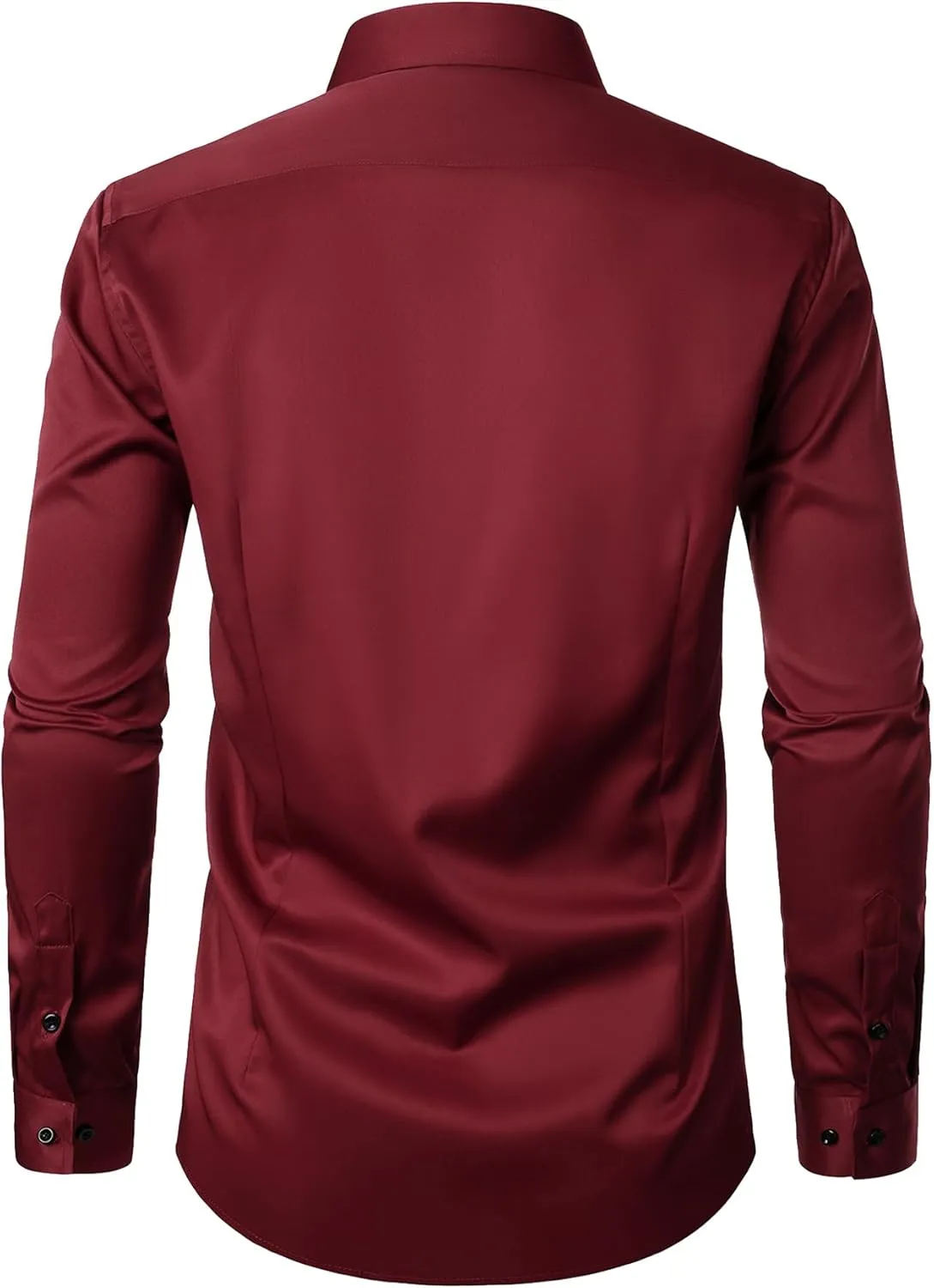 Men's Stretch Wrinkle Free Dress Shirts Formal Wedding Prom Long Sleeve Button Down Shirt