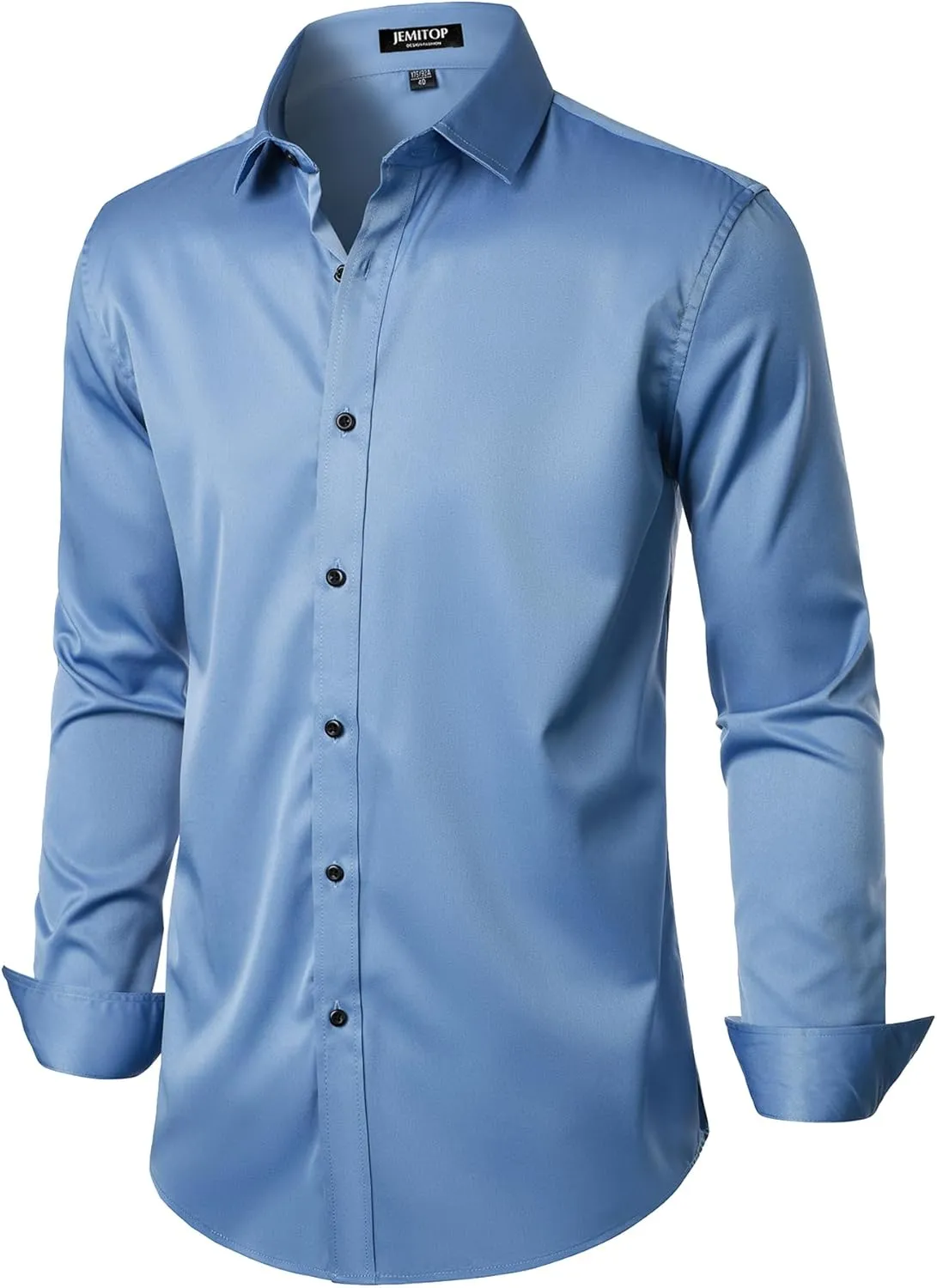 Men's Stretch Wrinkle Free Dress Shirts Formal Wedding Prom Long Sleeve Button Down Shirt