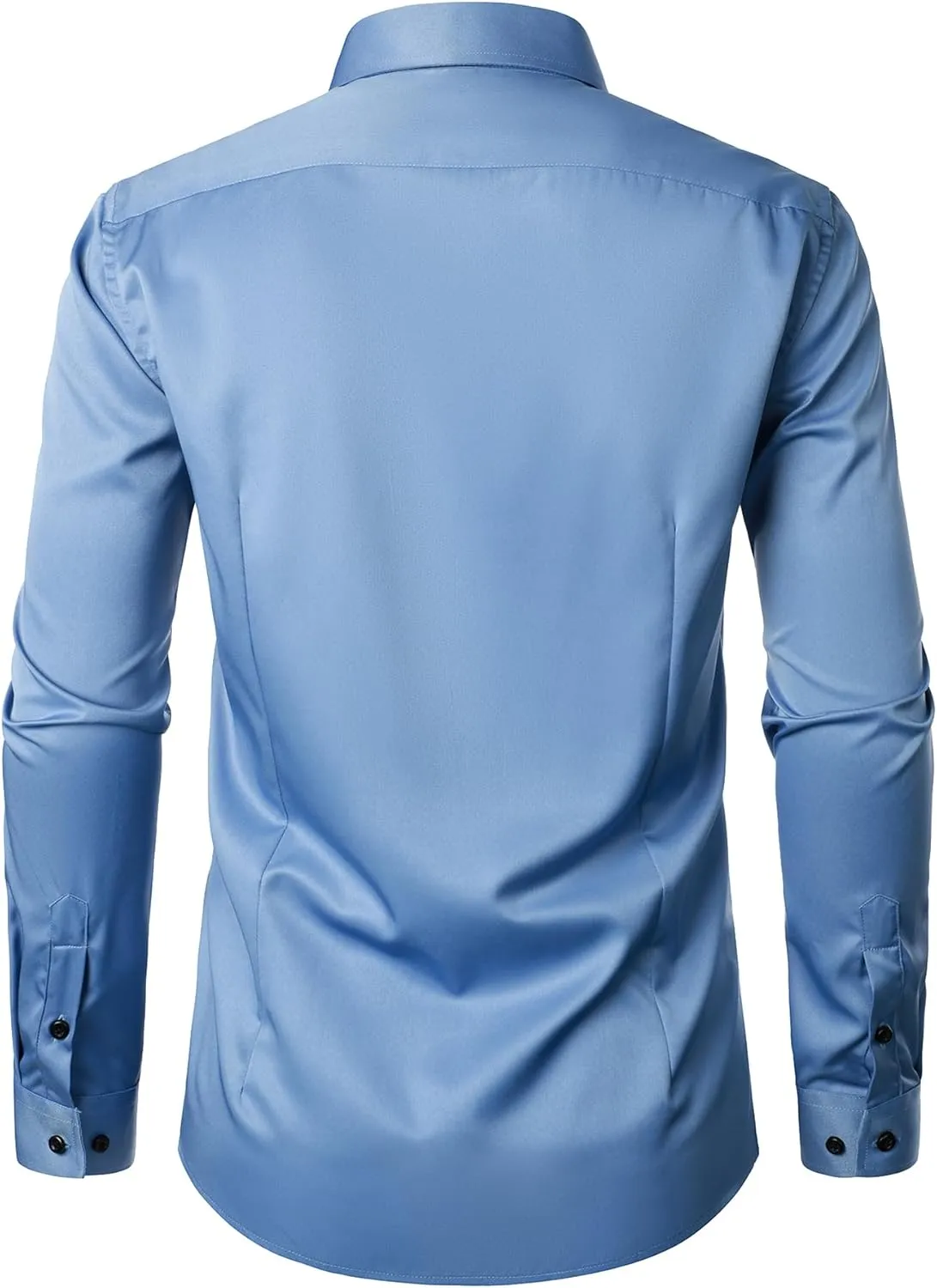 Men's Stretch Wrinkle Free Dress Shirts Formal Wedding Prom Long Sleeve Button Down Shirt