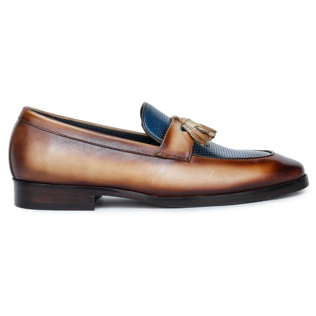 Mushashi Blue & Beige Tassel Loafer