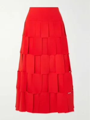 Paneled crepe midi skirt