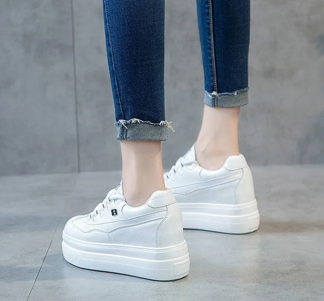 Petite Size Thick Sole Lace Up Fashion Sneakers AS116