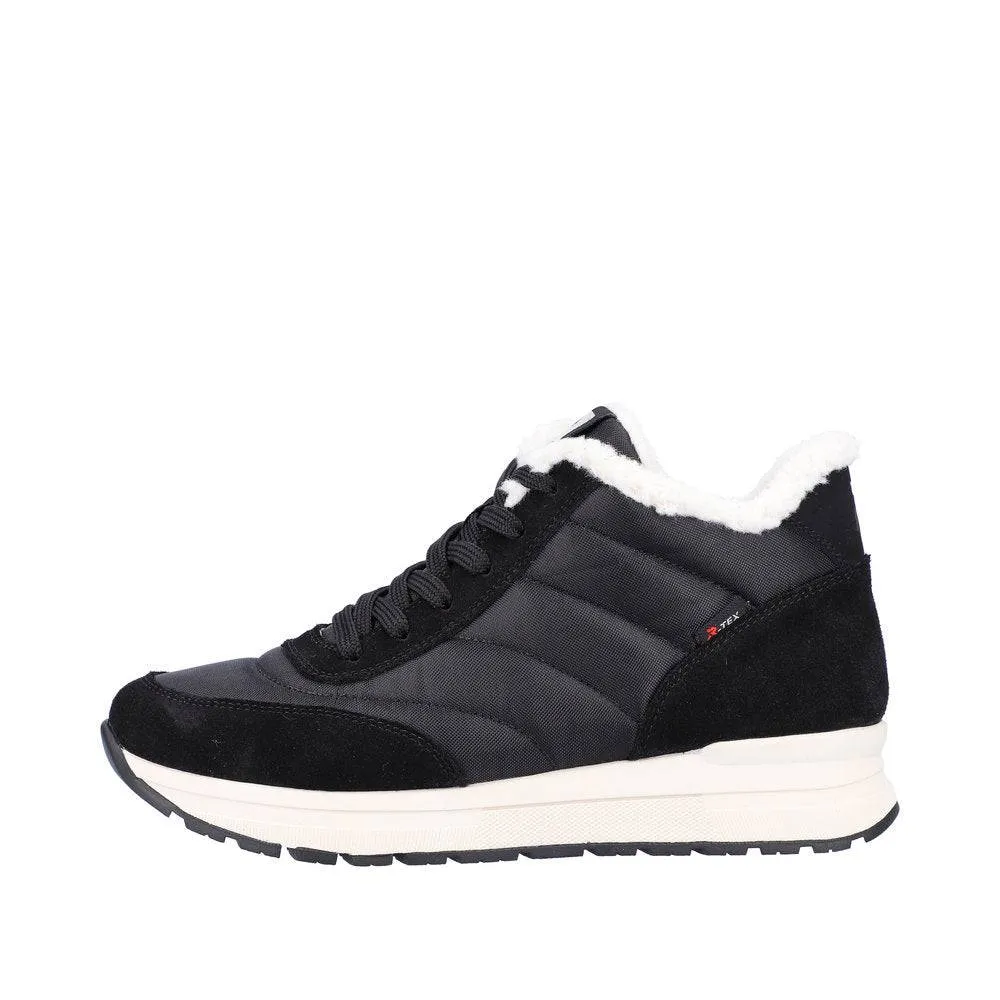 Rieker 40861-00 Ladies Black Suede & Textile Water Resistant Lace Up Ankle Boots