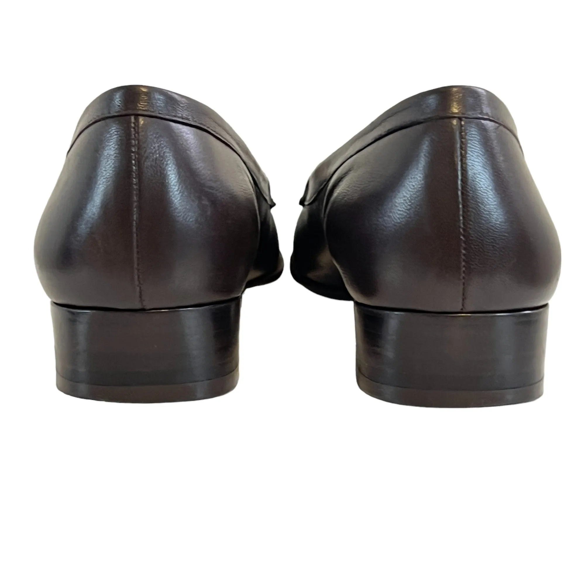 Salvatore Ferragamo Brown Leather Gancini Logo Loafers Size 7 Narrow 4A