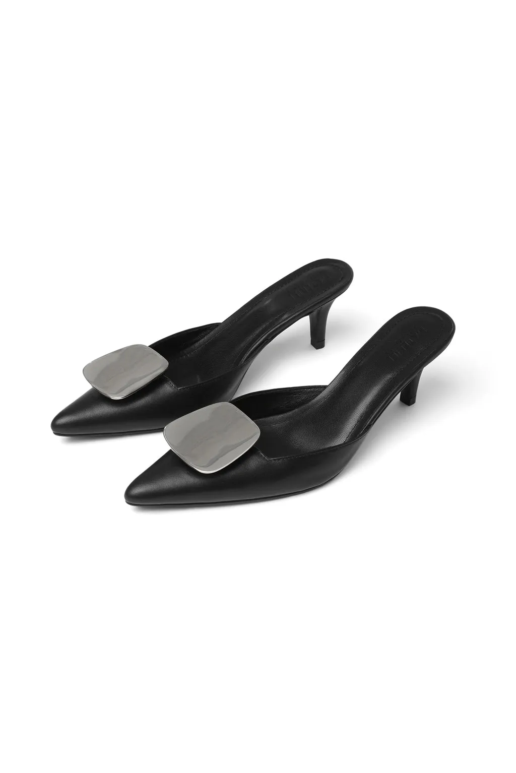 Silver-Hued Rectangle Mules