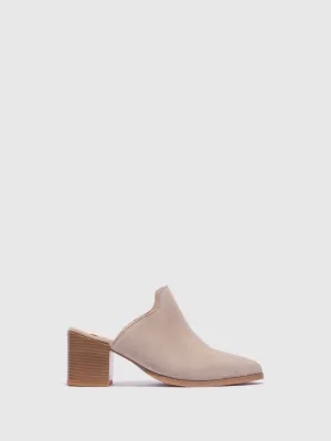 Taupe Pointed Toe Mules