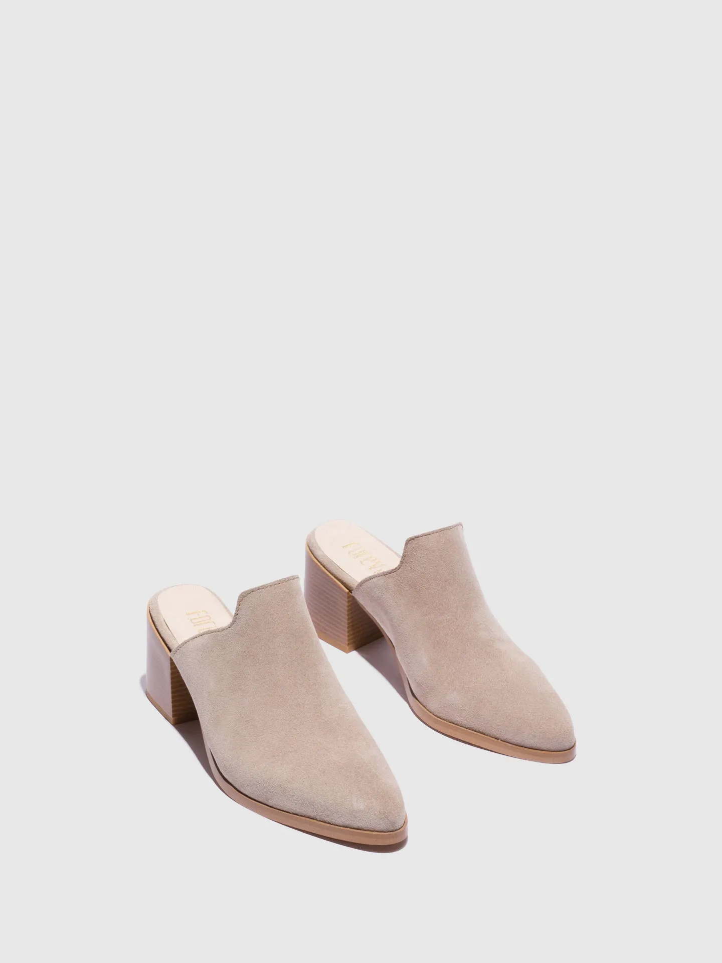Taupe Pointed Toe Mules