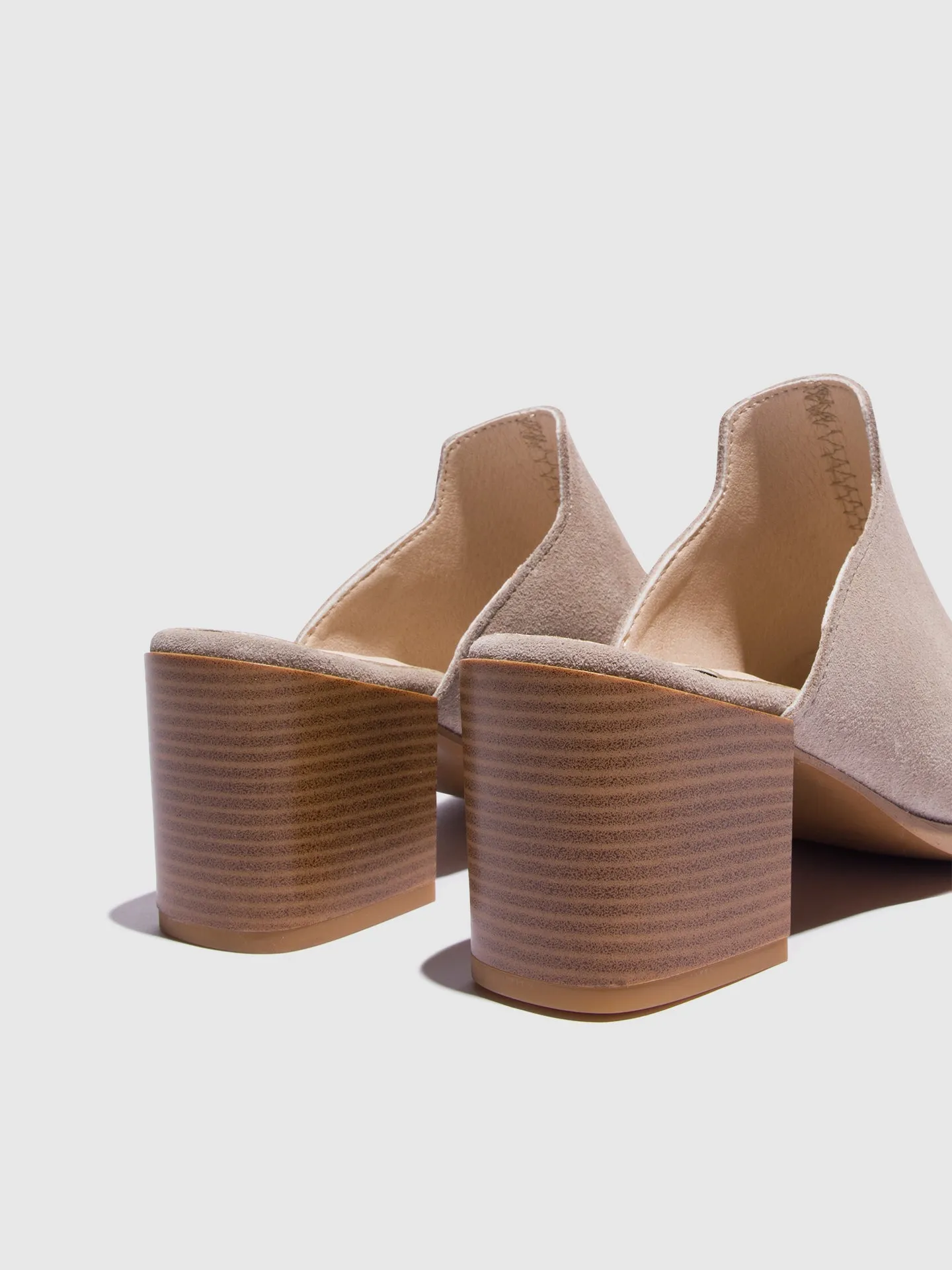 Taupe Pointed Toe Mules