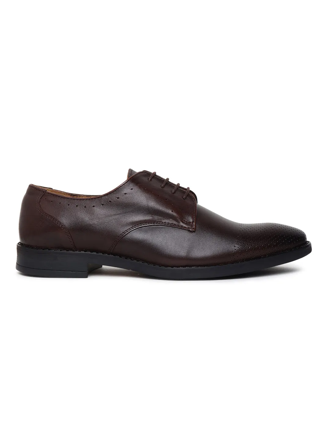 Teakwood Genuine Leather Brown Derby Formal Shoes
