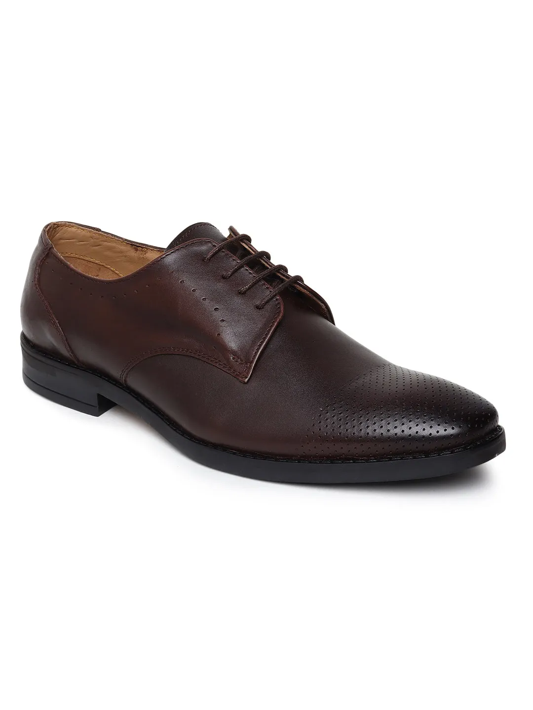 Teakwood Genuine Leather Brown Derby Formal Shoes