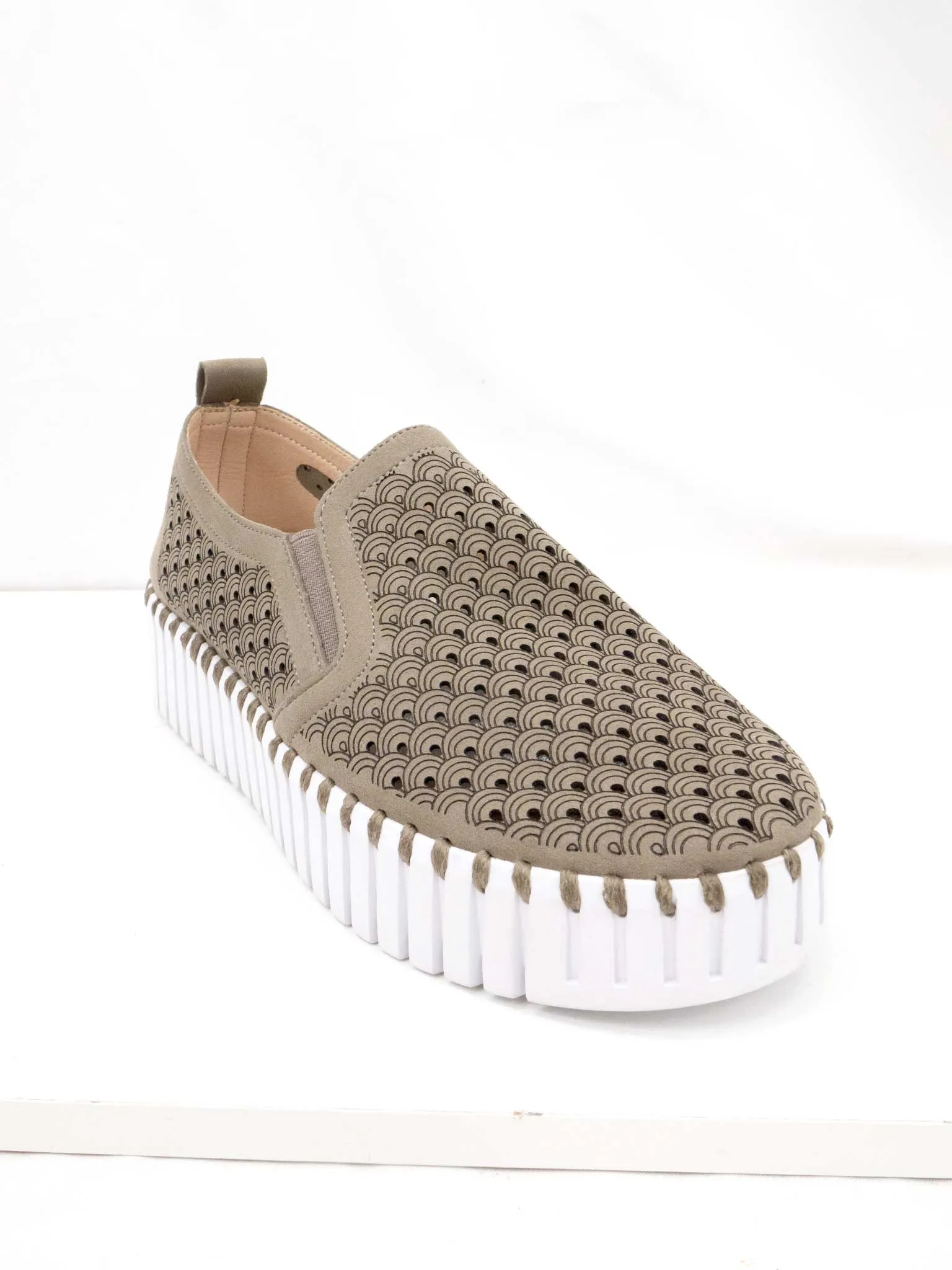 Tulip 141 Perforated Slip-On Platform Sneaker in Falcon