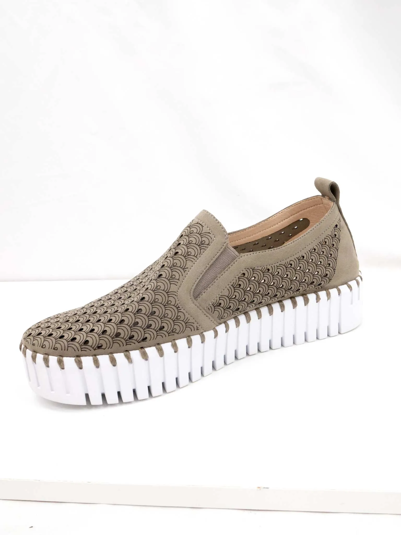 Tulip 141 Perforated Slip-On Platform Sneaker in Falcon