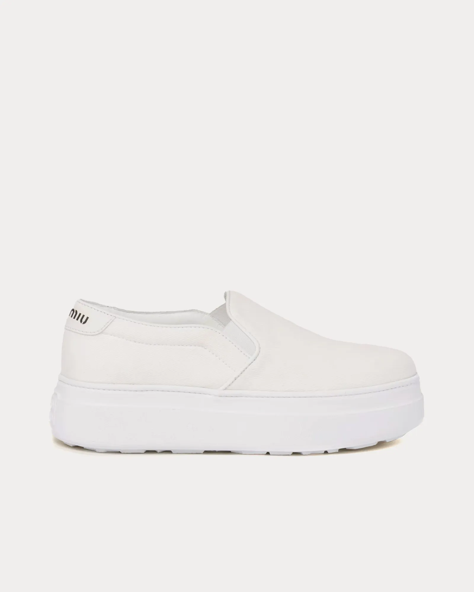 Washed Cotton Drill White Slip On Sneakers